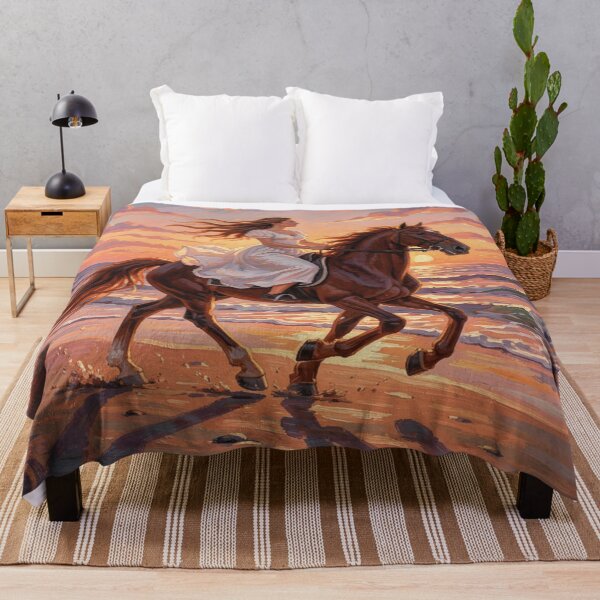 Item preview, Riding into the Sunset – Gouache Horse Art full of freedom, motion and warm beach vibes designed and sold by FotoworldEdel.