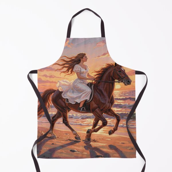 Item preview, Riding into the Sunset – Gouache Horse Art full of freedom, motion and warm beach vibes designed and sold by FotoworldEdel.