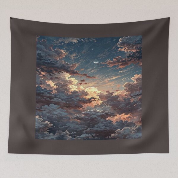 Item preview, Golden Moon Behind Cloudy Sky Artwork  designed and sold by NivyasArtistry.