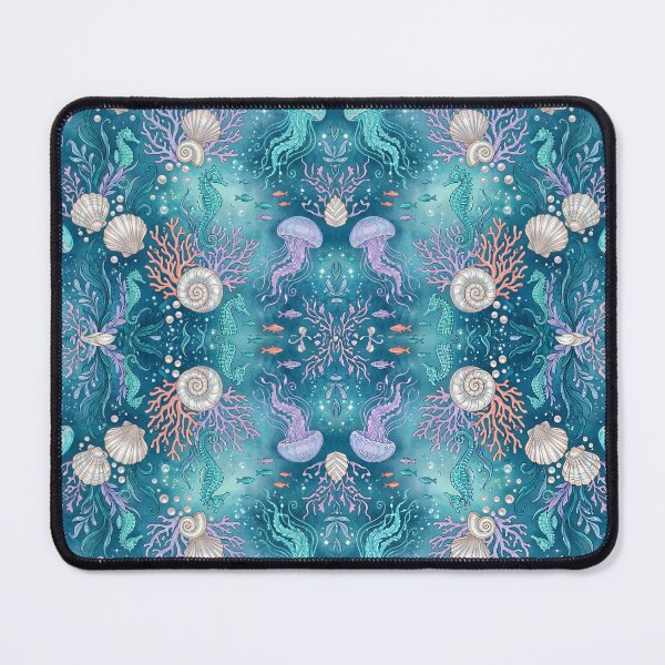 Item preview, Underwater Ocean Pattern, Sea Turtle Jellyfish Coral Seamless Design, Coastal Nautical Pattern, Ocean Life Fabric designed and sold by ArtDesignTp.