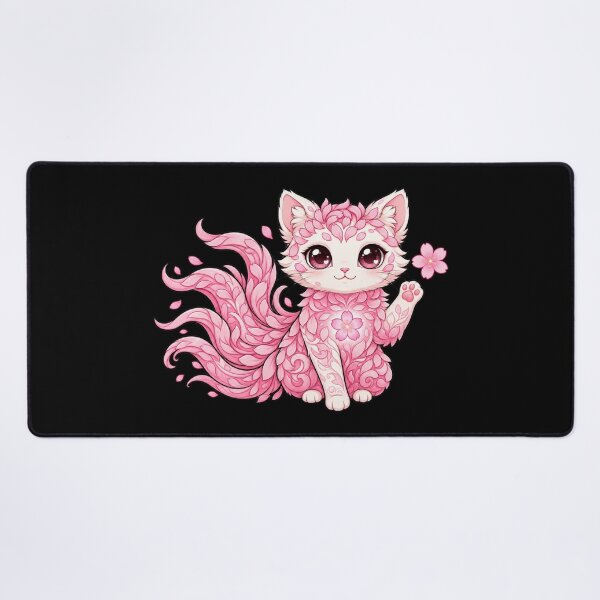 Item preview, Cute Pink Sakura Kitsune Cat – Kawaii Cherry Blossom Fox Cat Anime Aesthetic designed and sold by MrDev.