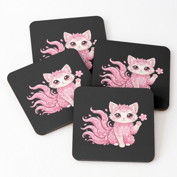 Item preview, Cute Pink Sakura Kitsune Cat – Kawaii Cherry Blossom Fox Cat Anime Aesthetic designed and sold by MrDev.