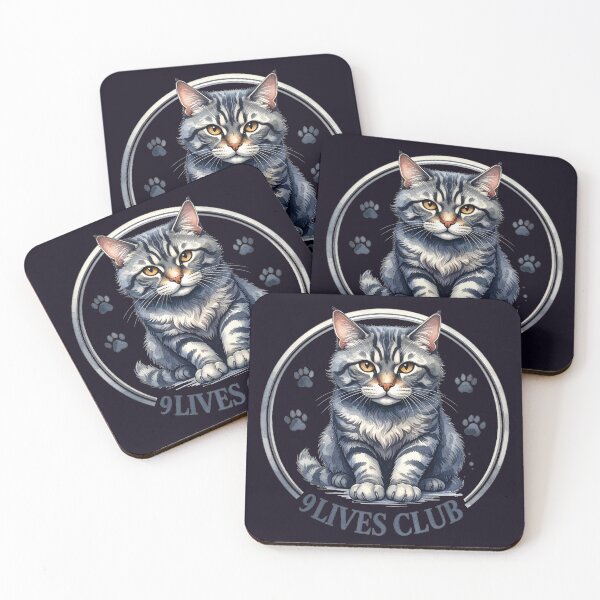 Item preview, The Club of Nine Lives, gray cat with paws designed and sold by LiskoDesign.