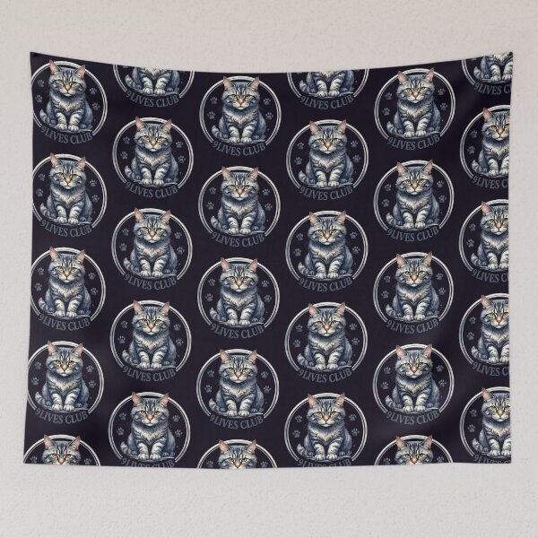 Item preview, The Club of Nine Lives, gray cat with paws designed and sold by LiskoDesign.