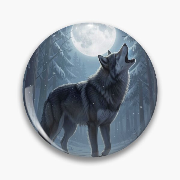Item preview, Howling Wolf in Winter Forest under Full Moon – Mystical Night Scene Art designed and sold by FotoworldEdel.