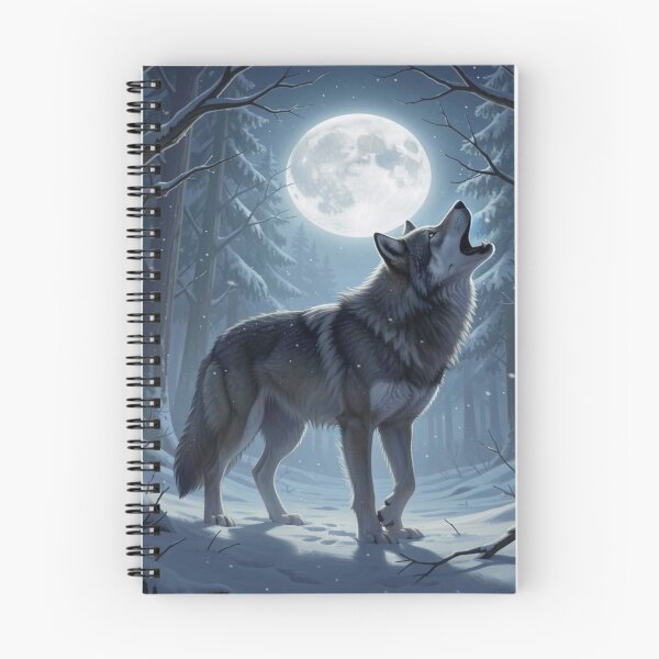 Item preview, Howling Wolf in Winter Forest under Full Moon – Mystical Night Scene Art designed and sold by FotoworldEdel.