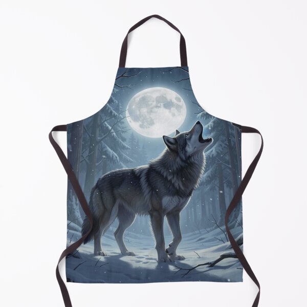 Item preview, Howling Wolf in Winter Forest under Full Moon – Mystical Night Scene Art designed and sold by FotoworldEdel.