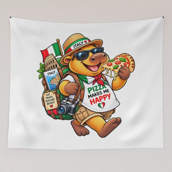 Item preview, Cute Italy Capybara – Pizza Makes Me Happy Italian Adventure designed and sold by CapybaraTravels.