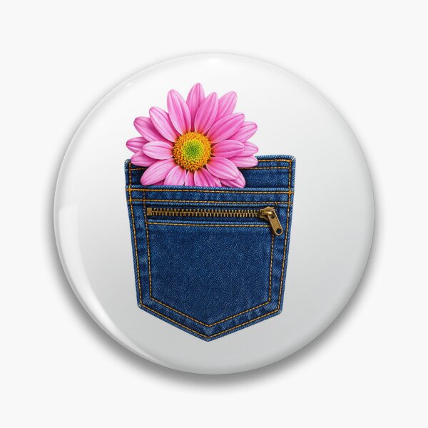 Item preview, Pink Daisy in Denim Pocket designed and sold by Kimberly Palmer.