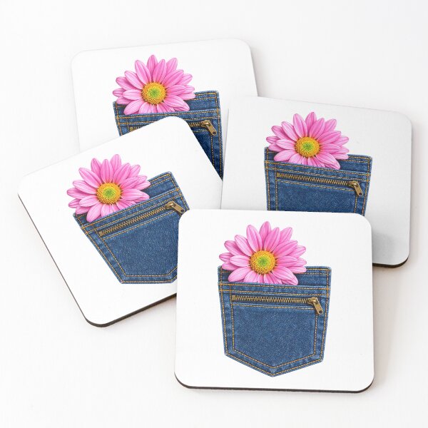 Item preview, Pink Daisy in Denim Pocket designed and sold by Kimberly Palmer.