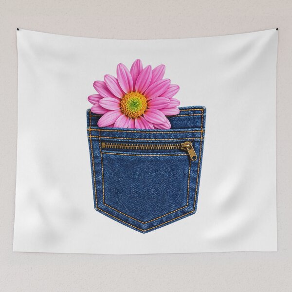 Item preview, Pink Daisy in Denim Pocket designed and sold by Kimberly Palmer.