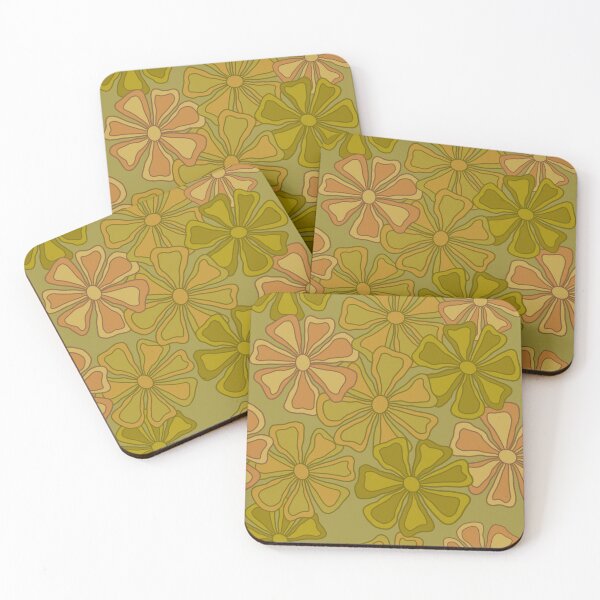 Item preview, Mod flowers on sage green designed and sold by MarySchwindt.