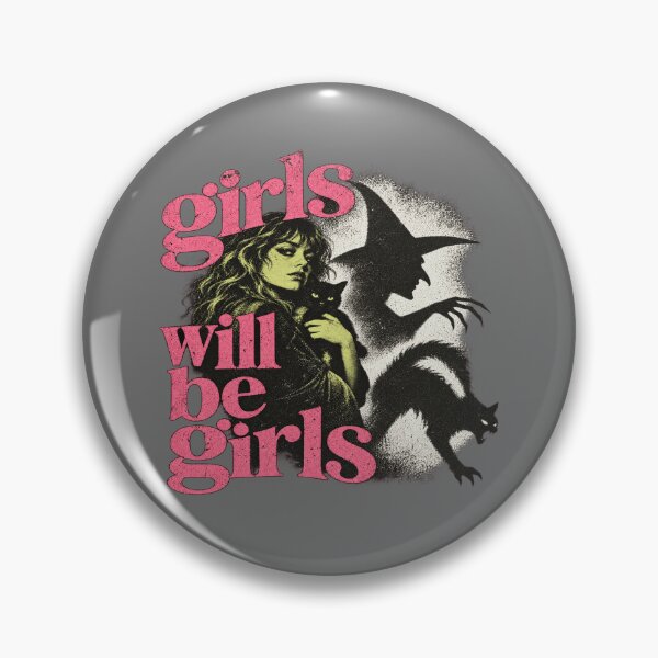 Item preview, Girls Will Be Girls for Witchy Cat Lovers designed and sold by POD DYNASTY | Original Print On Demand T-Shirt Graphics.