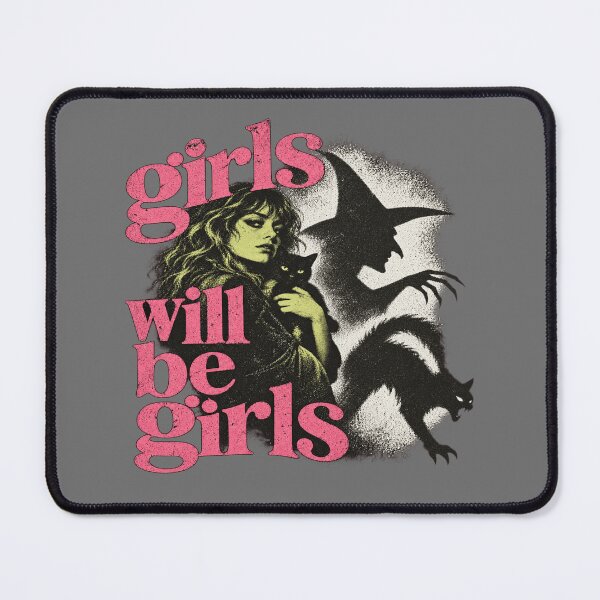 Item preview, Girls Will Be Girls for Witchy Cat Lovers designed and sold by POD DYNASTY | Original Print On Demand T-Shirt Graphics.