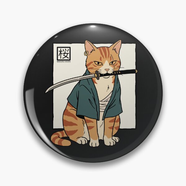 Item preview, Orange Tabby Samurai Cat in Retro Style designed and sold by SakuraHaven.