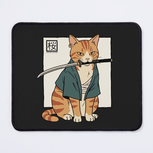 Item preview, Orange Tabby Samurai Cat in Retro Style designed and sold by SakuraHaven.