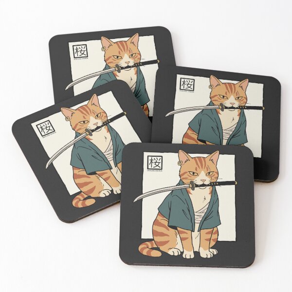 Item preview, Orange Tabby Samurai Cat in Retro Style designed and sold by SakuraHaven.
