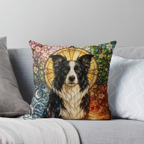Item preview, The Border Collie of the Four Seasons – Lively Spirit in Stained Glass designed and sold by Pixel Sakura Gallery.