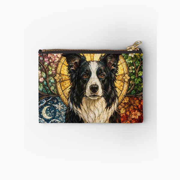 Item preview, The Border Collie of the Four Seasons – Lively Spirit in Stained Glass designed and sold by Pixel Sakura Gallery.