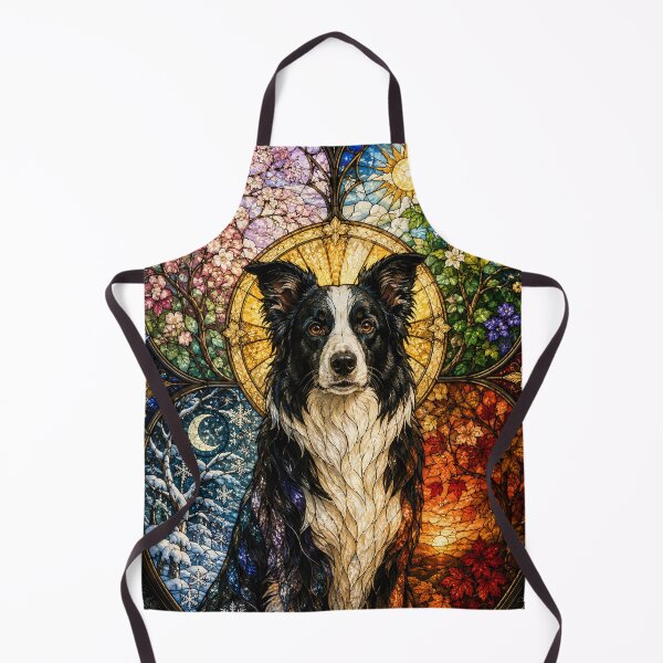 Item preview, The Border Collie of the Four Seasons – Lively Spirit in Stained Glass designed and sold by Pixel Sakura Gallery.