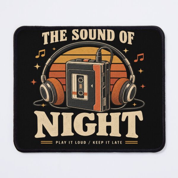 Item preview, The Sound of the Night Retro Music Cassette Headphones Vintage Music Lover Design designed and sold by TulipsArtDesigns .