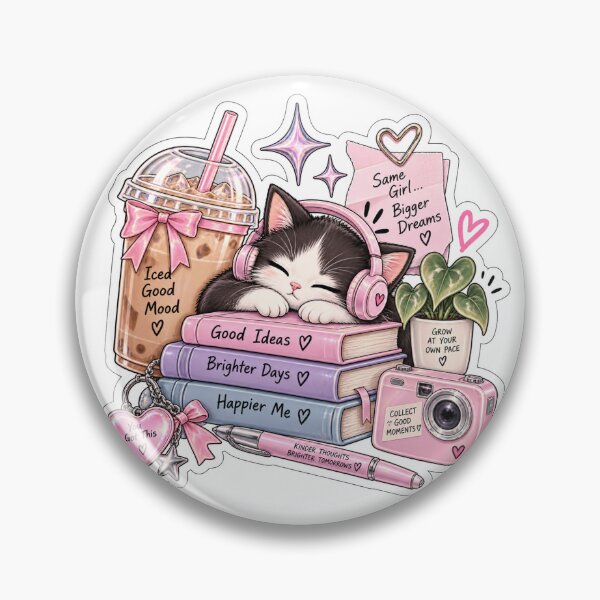 Item preview, Cozy Cat Aesthetic Sticker – Good Vibes Book Lover designed and sold by Dikons.