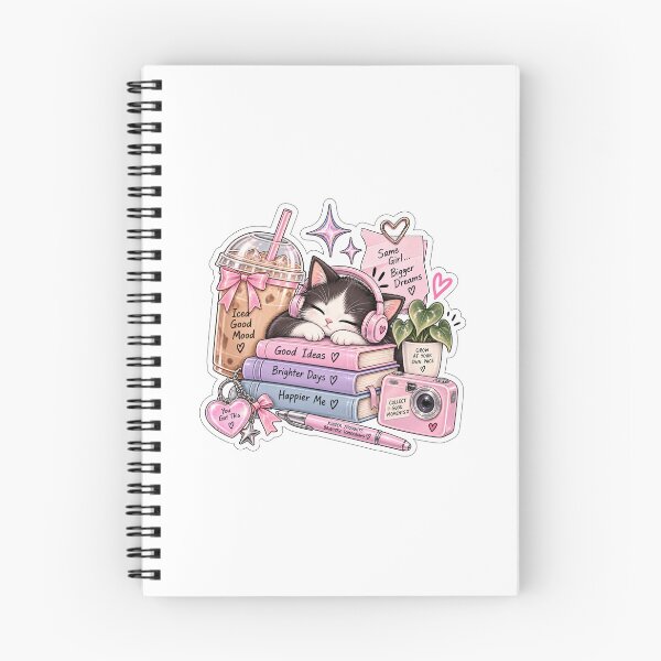 Item preview, Cozy Cat Aesthetic Sticker – Good Vibes Book Lover designed and sold by Dikons.