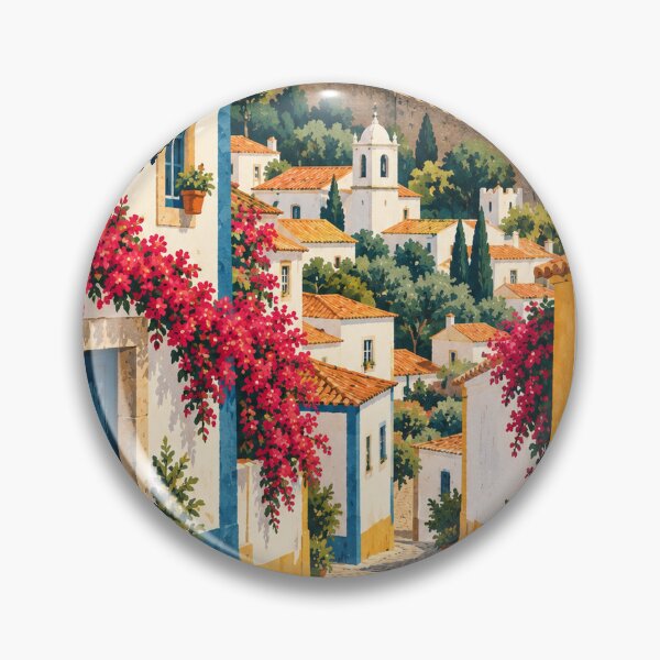 Item preview, Obidos Portugal Travel Souvenir Classic Midcentury Artwork designed and sold by VisualArtsOasis.