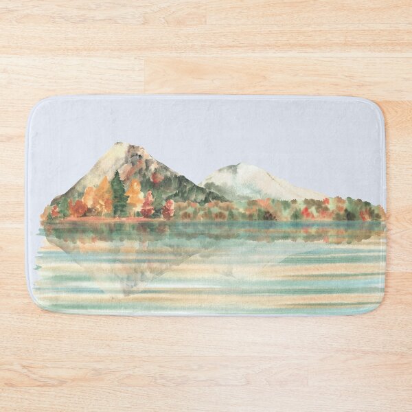 Item preview, Autumn landscape. Watercolor mountain, mixed fall forest reflected in water of lake designed and sold by BartolArt.