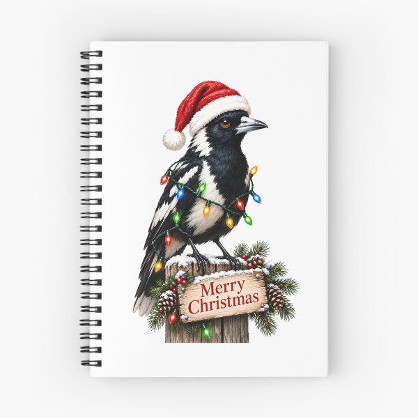 Item preview, Merry Christmas Magpie – Festive Magpie with Christmas Lights designed and sold by SVALANART.