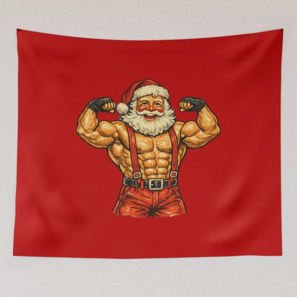 Item preview, Funny Vintage Santa Claus Bodybuilder Retro 1950s Christmas Gift designed and sold by Artycom.