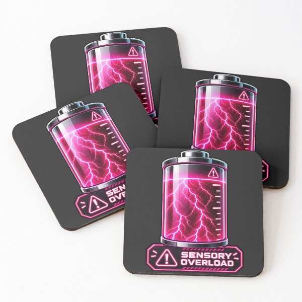 Item preview,  Sensory Overload Warning Battery Neon Pink Design | Autism ADHD Sticker Art designed and sold by RobertArt08.