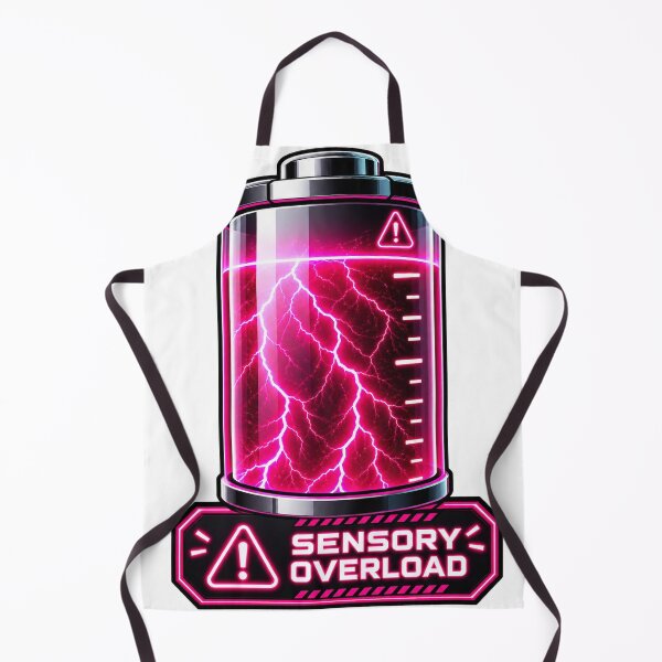 Aperçu de l'œuvre Avertissement de surcharge sensorielle - Pile rose fluo | Autocollant pour l'autisme et le TDAH créée et vendue par RobertArt08.