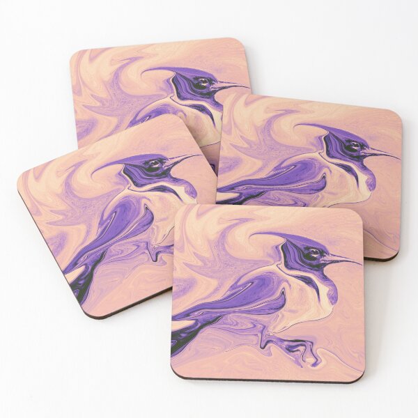 Item preview,  Surreal liquid marble background with stylized purple flying phoenix or kingfisher silhouette  designed and sold by Lukyanovart.