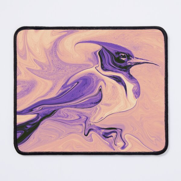 Item preview, Surreal liquid marble background with stylized purple flying phoenix or kingfisher silhouette designed and sold by Lukyanovart.