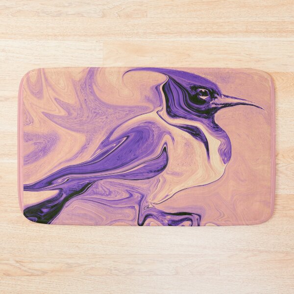 Item preview,  Surreal liquid marble background with stylized purple flying phoenix or kingfisher silhouette  designed and sold by Lukyanovart.