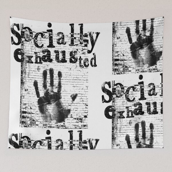 Item preview, Socially Exhausted Black Grunge Typography designed and sold by AreKreative.