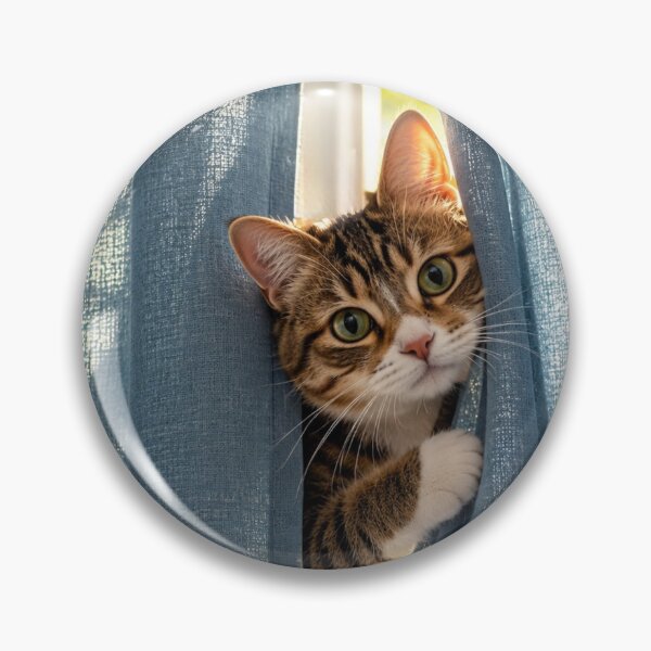 Item preview, Curious Cat Peeking Through Blue Curtains designed and sold by Kimberly Palmer.