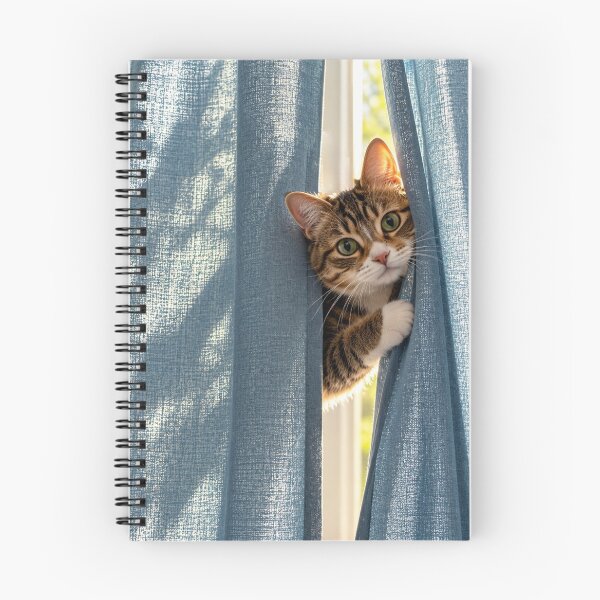 Item preview, Curious Cat Peeking Through Blue Curtains designed and sold by Kimberly Palmer.