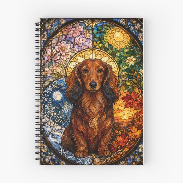 Item preview, The Four Seasons Dachshund – Little Courage in Stained Glass designed and sold by Pixel Otaku Gallery.