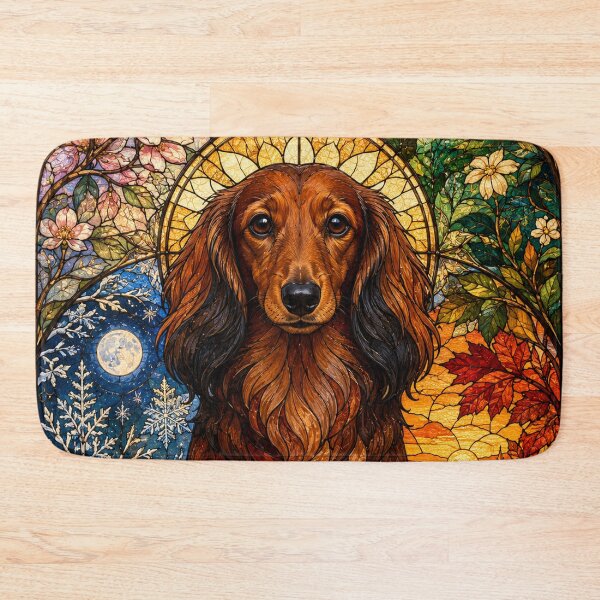 Item preview, The Four Seasons Dachshund – Little Courage in Stained Glass designed and sold by Pixel Otaku Gallery.
