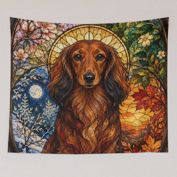 Item preview, The Four Seasons Dachshund – Little Courage in Stained Glass designed and sold by Pixel Otaku Gallery.