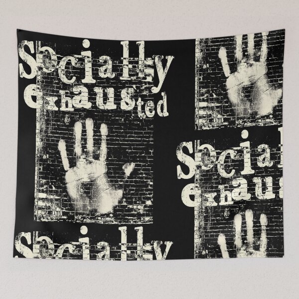 Item preview, Socially Exhausted White Grunge Typography designed and sold by AreKreative.