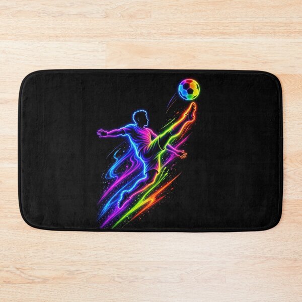 Item preview, Neon Soccer Striker Rainbow Football Action designed and sold by ExploreAura Studio.