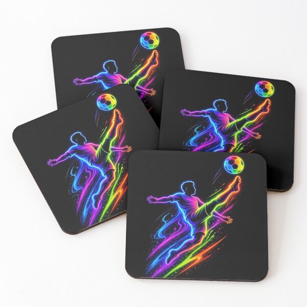 Item preview, Neon Soccer Striker Rainbow Football Action designed and sold by ExploreAura Studio.