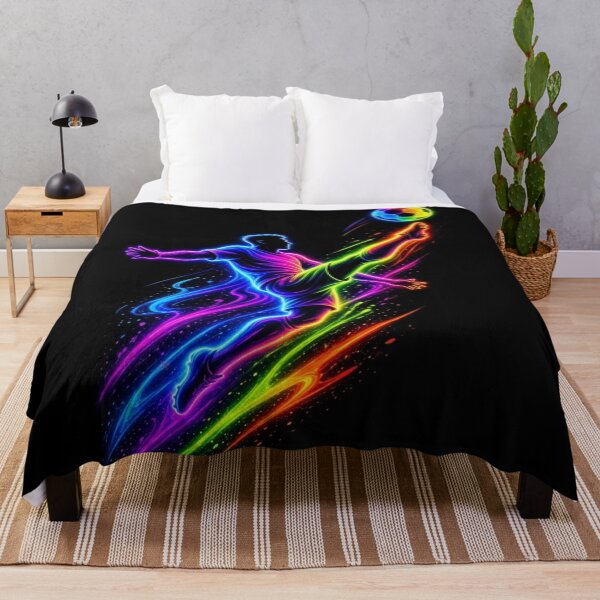 Item preview, Neon Soccer Striker Rainbow Football Action designed and sold by ExploreAura Studio.