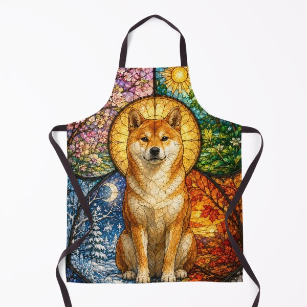 Item preview, The Shiba Inu of the Four Seasons – Japanese Guardian in Stained Glass designed and sold by Pixel Sakura Gallery.