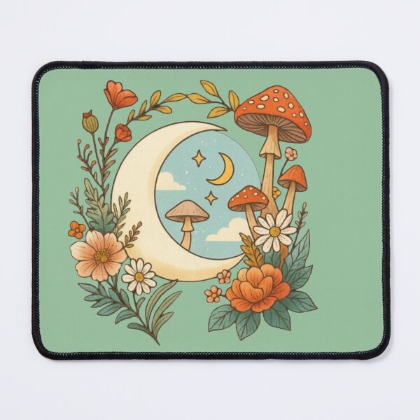 Item preview, Vintage Mushroom Moon Floral Cottagecore Aesthetic designed and sold by GunnuDesigns.
