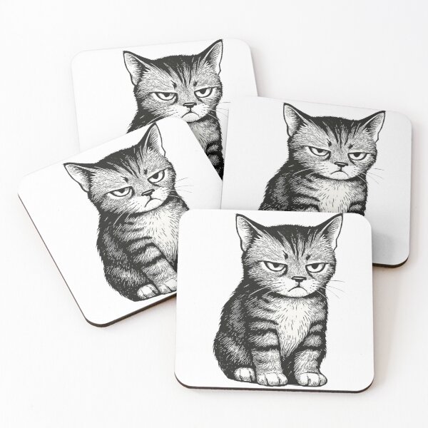 Item preview, a graphic of a gray, grumpy kitten designed and sold by Gadet100.