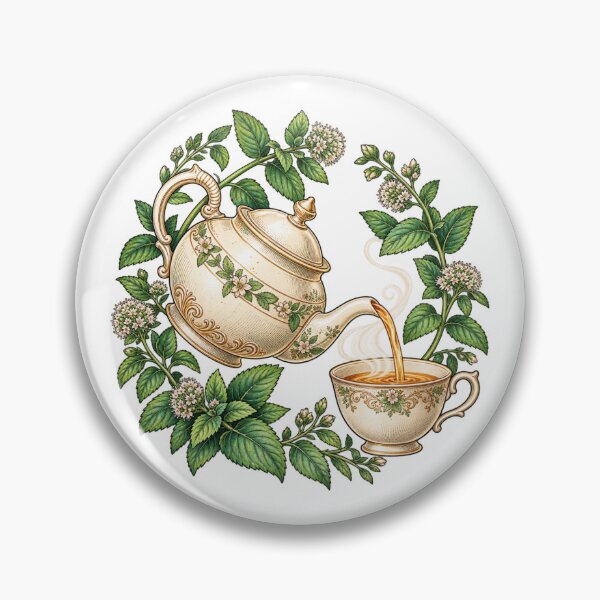 Item preview, Vintage Peppermint Tea Teapot and Cup designed and sold by PunchDrop.